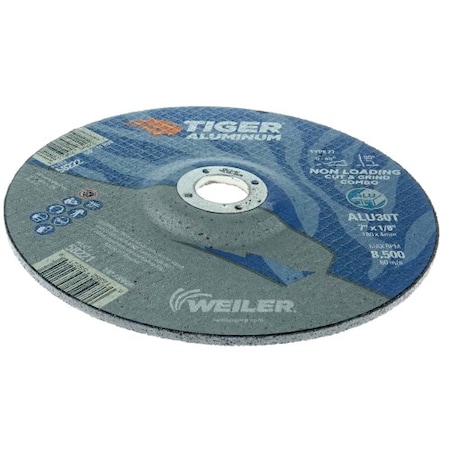Weiler 9" x 1/4" TIGER ALUMINUM Type 27 Grinding Wheel ALU24R 7/8 A.H. 58233